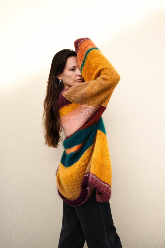 GILET XXL RAYÉ ET MANCHES LONGUES